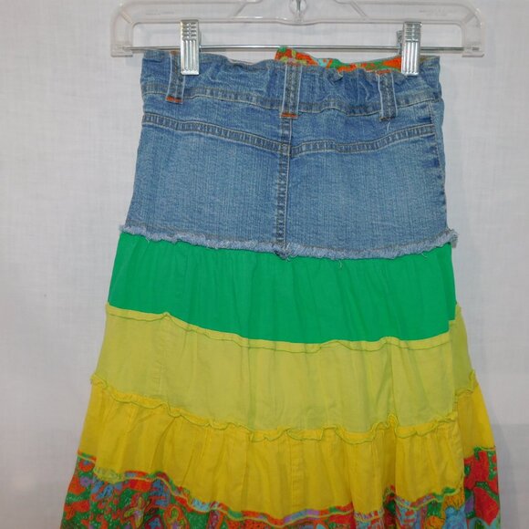 Chidrens Place Girls 8 Denim Multicolor Floral Boho Flowing Skirt - Picture 9 of 11